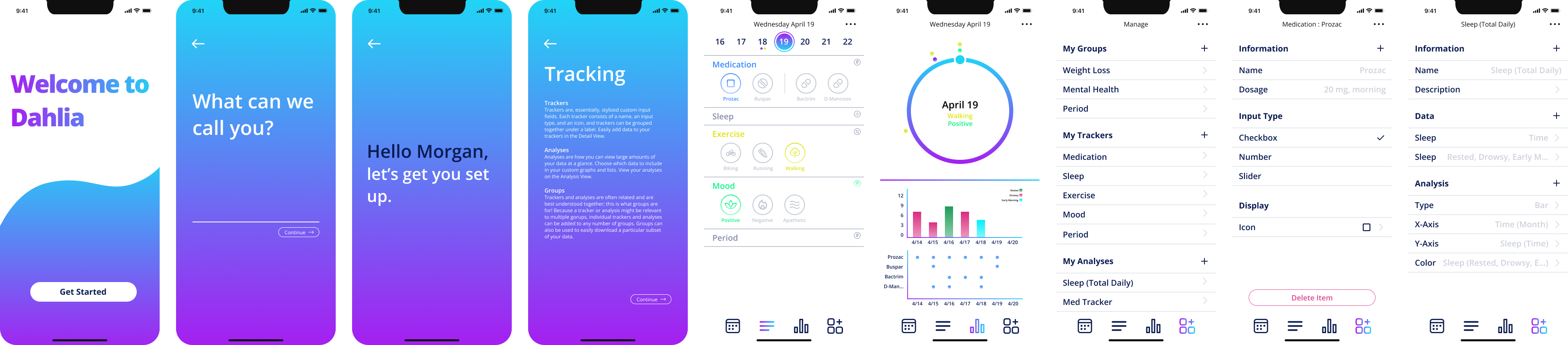 colorful app screens